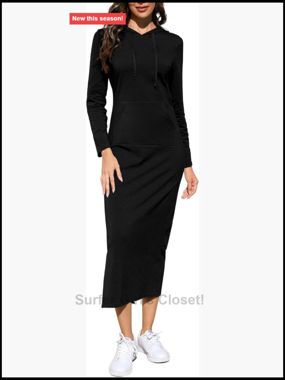 Long Sleeve Hooded Maxi Dress with Pockets Casual Pullover Sweatshirt Dress
